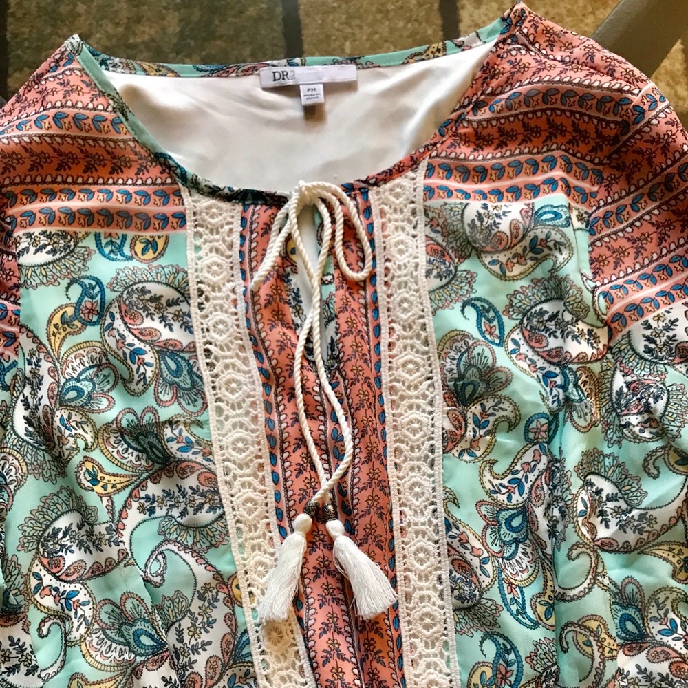 Paisley Dress Turquoise Blush Petite